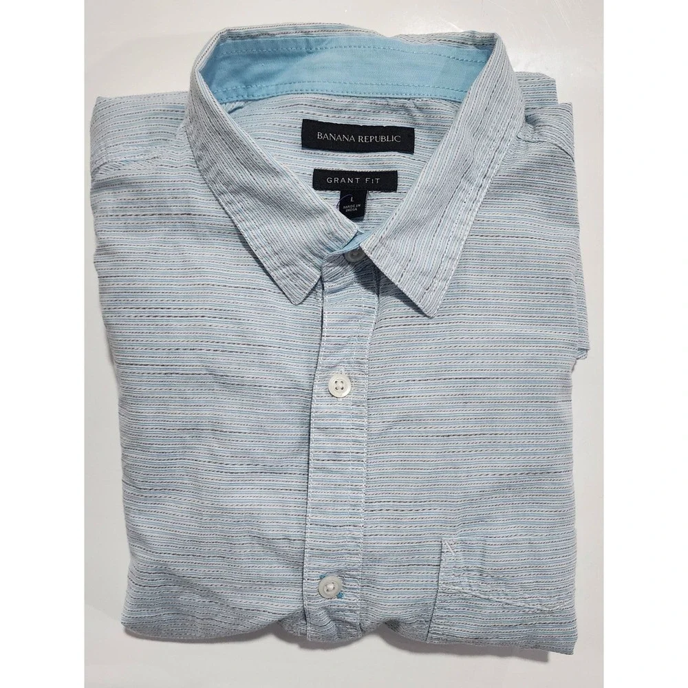 Banana Republic Men's Green Grant Fit Long Sleeve Button Up Shirt Size Large
